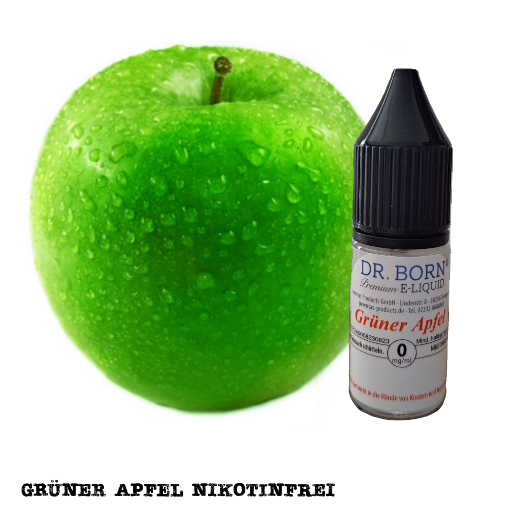 Frucht e Liquid Grüner Apfel von Dr Born Nikotinfrei Qualität dampfen